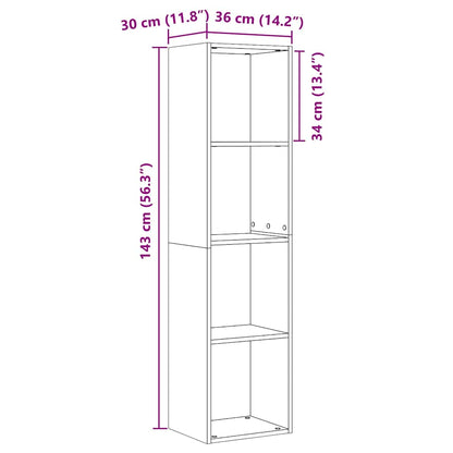 Book Cabinet Black Oak 143 x 30 x 36 cm Engineered Wood