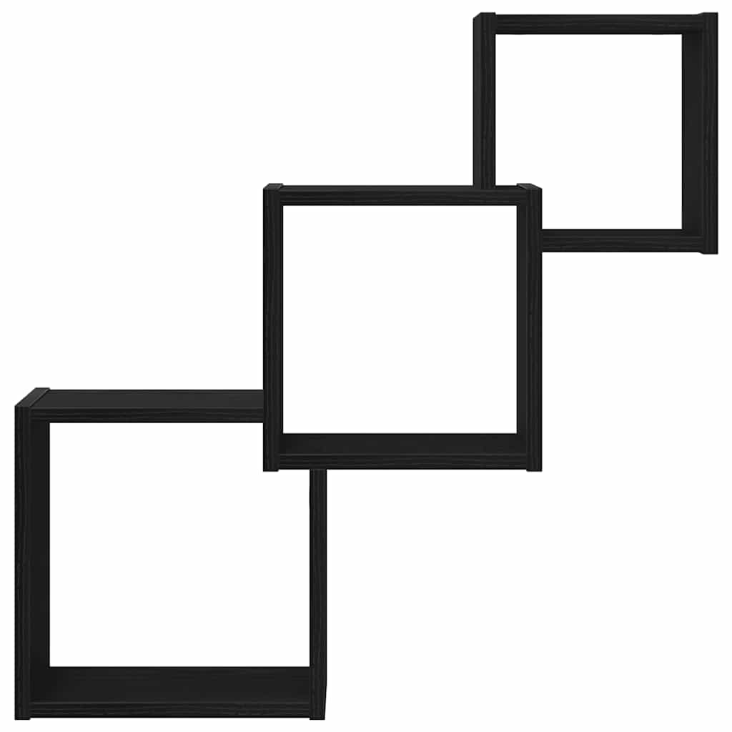 Wall Cube Shelves Black Oak 68x15x68 cm Engineered Wood