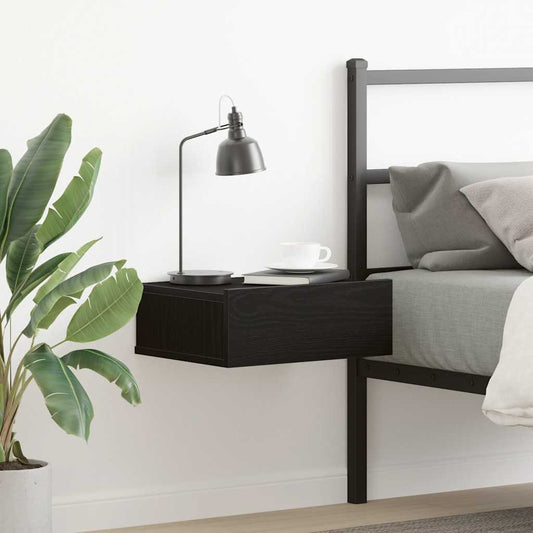 Floating Nightstand Black Oak 40x32x15 cm Engineered Wood