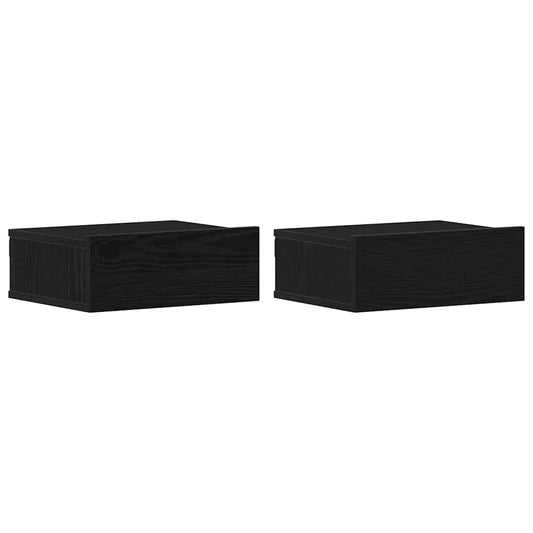 Floating Nightstands 2 pcs Black Oak 40x32x15 cm Engineered Wood