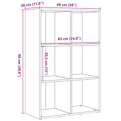 Book Cabinet Black Oak 66x30x98 cm Engineered Wood