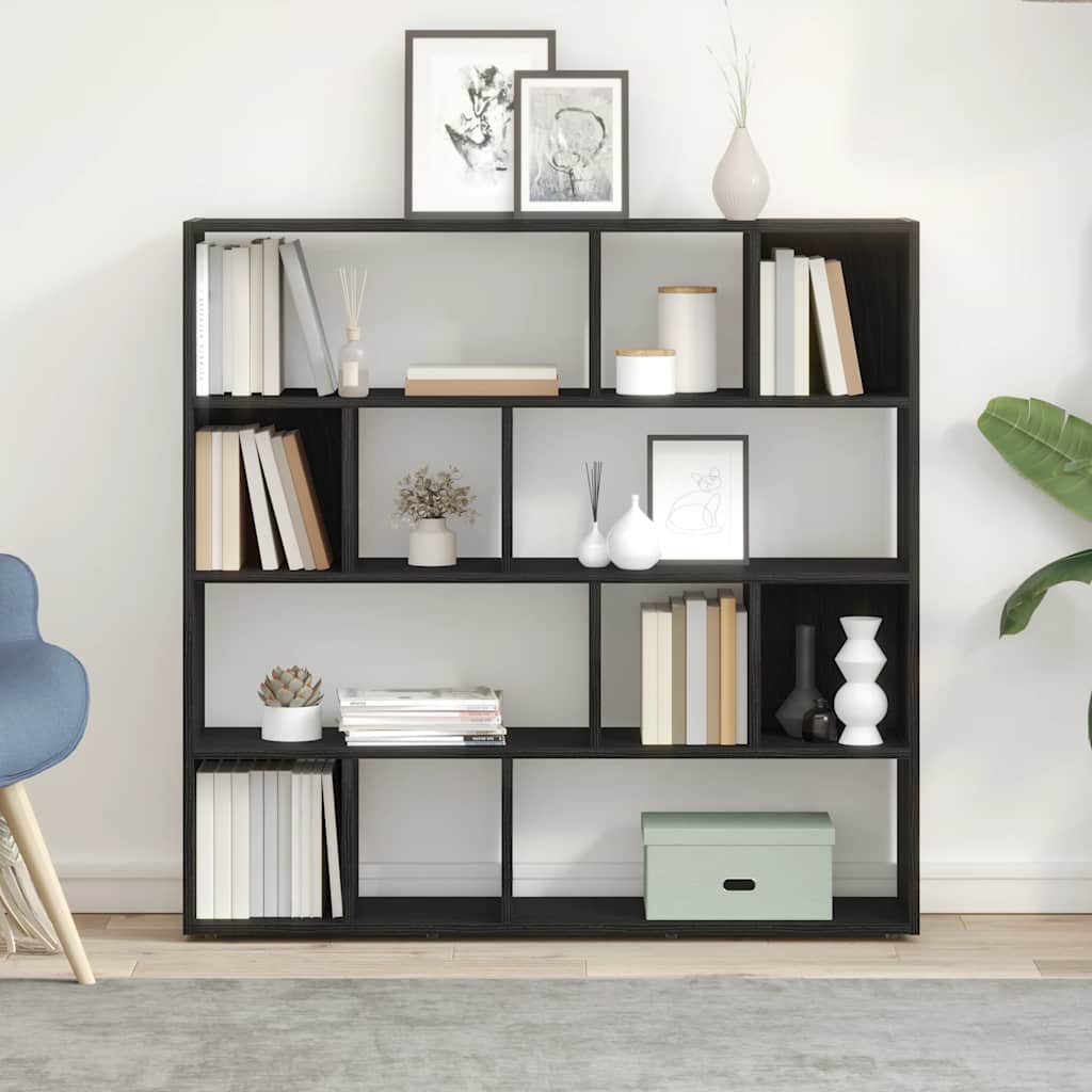 Book Cabinet/Room Divider Black Oak 105x24x102 cm