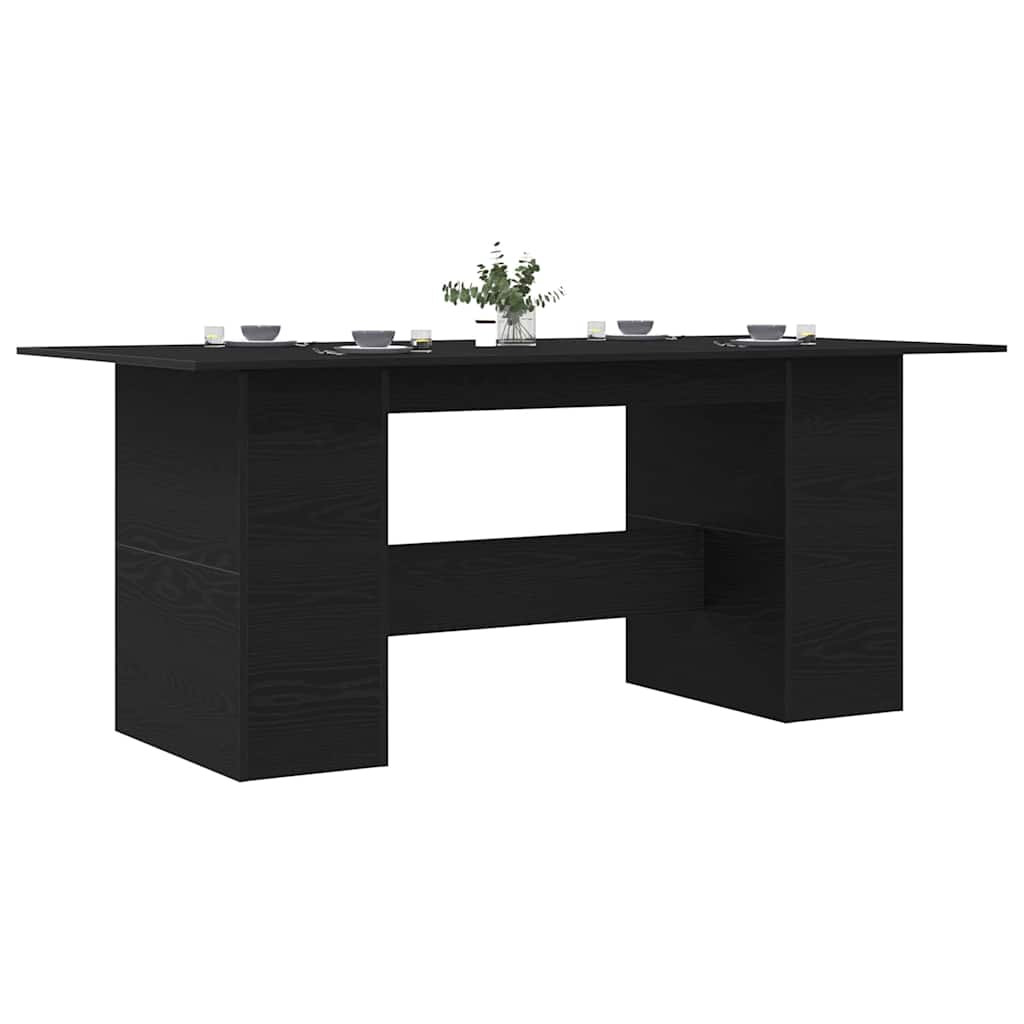 Dining Table Black Oak 180x90x76 cm Engineered Wood