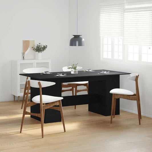 Dining Table Black Oak 180x90x76 cm Engineered Wood