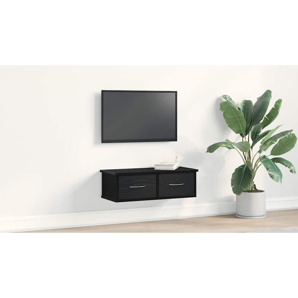 Wall Cabinet Black Oak 60 x 26 x 18.5 cm Engineered Wood