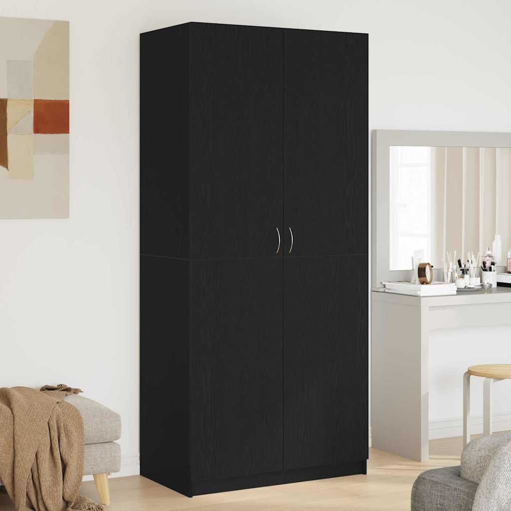 Wardrobe with Door Black Oak 90 x 52 x 200 cm Engineered Wood