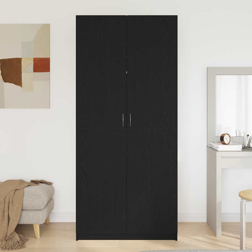 Wardrobe with Door Black Oak 90 x 52 x 200 cm Engineered Wood