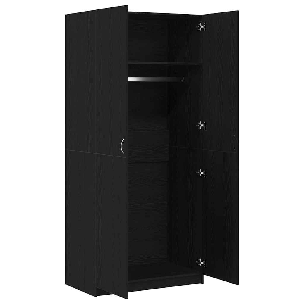 Wardrobe with Door Black Oak 90 x 52 x 200 cm Engineered Wood