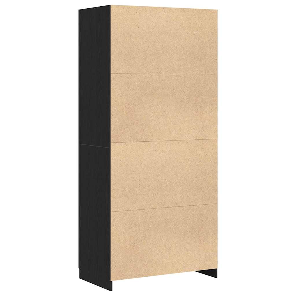 Wardrobe with Door Black Oak 90 x 52 x 200 cm Engineered Wood