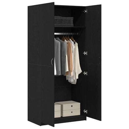 Wardrobe with Door Black Oak 90 x 52 x 200 cm Engineered Wood