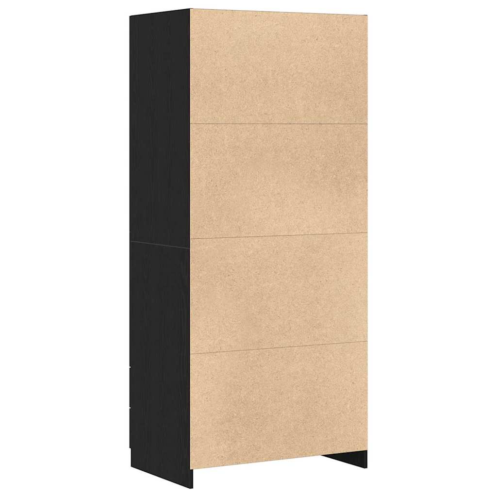 Wardrobe with Drawer Black Oak 80 x 52 x 180 cm Engineered Wood