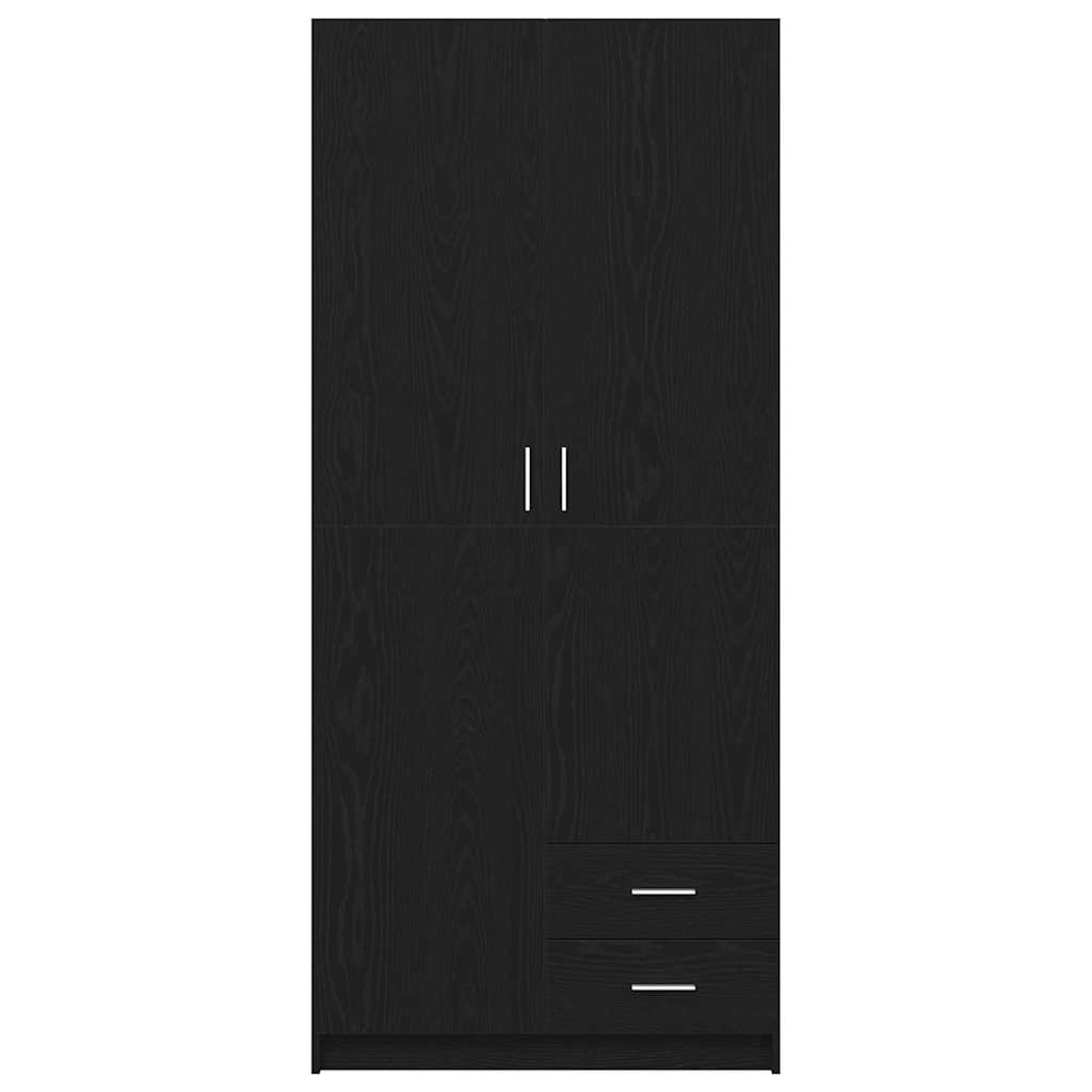 Wardrobe with Drawer Black Oak 80 x 52 x 180 cm Engineered Wood