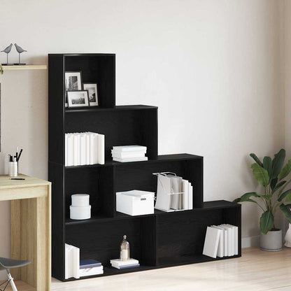 Book Cabinet Black Oak 155 x 24 x 160 cm Engineered Wood
