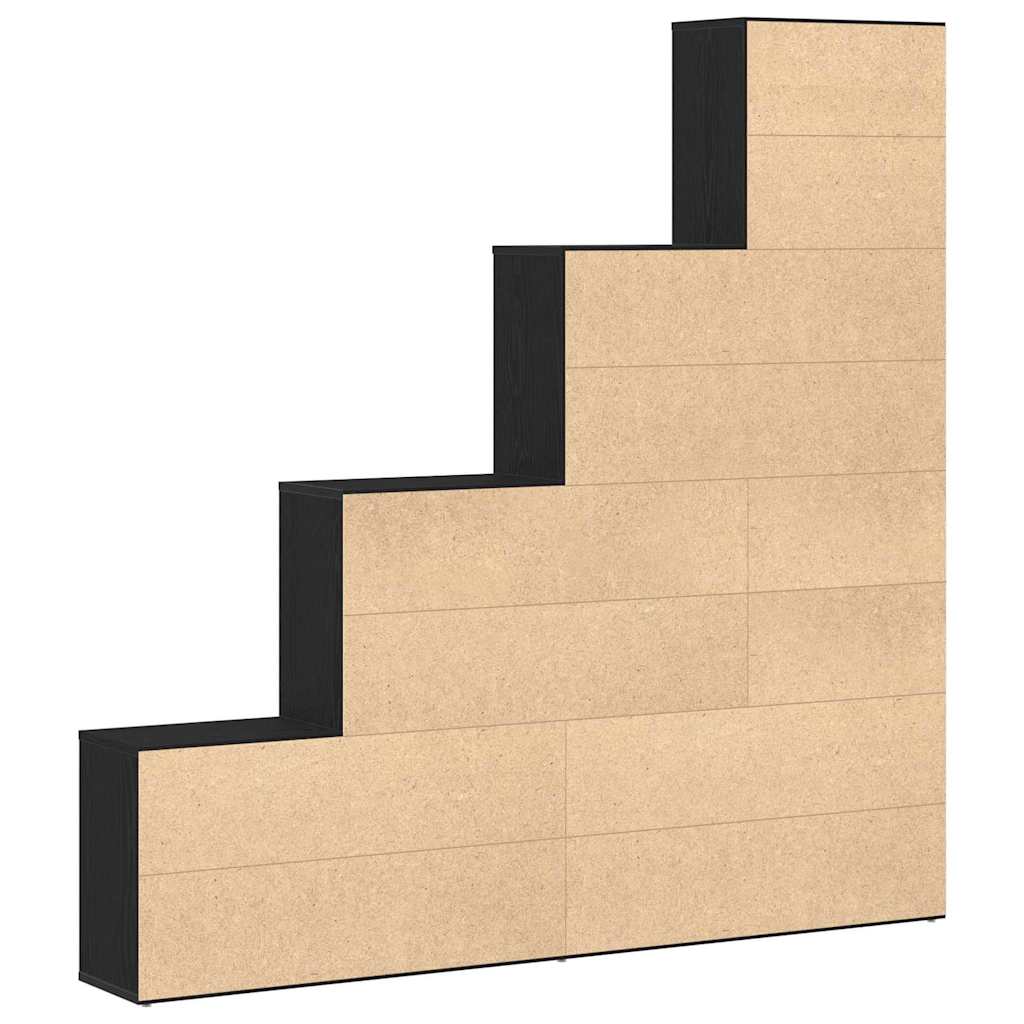 Book Cabinet Black Oak 155 x 24 x 160 cm Engineered Wood