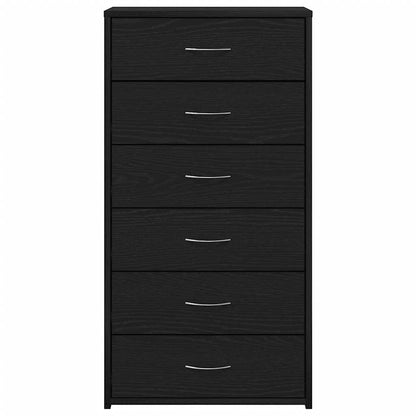 Sideboard with 6 Drawers Black Oak 50x34x96 cm Engineered Wood