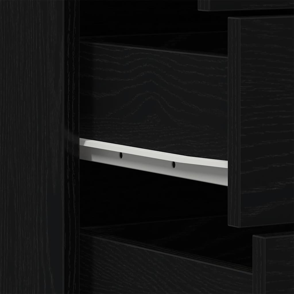 Sideboard with 6 Drawers Black Oak 50x34x96 cm Engineered Wood