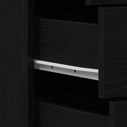 Sideboard with 6 Drawers Black Oak 50x34x96 cm Engineered Wood