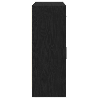 Sideboard Black Oak 91x28x75 cm Engineered Wood