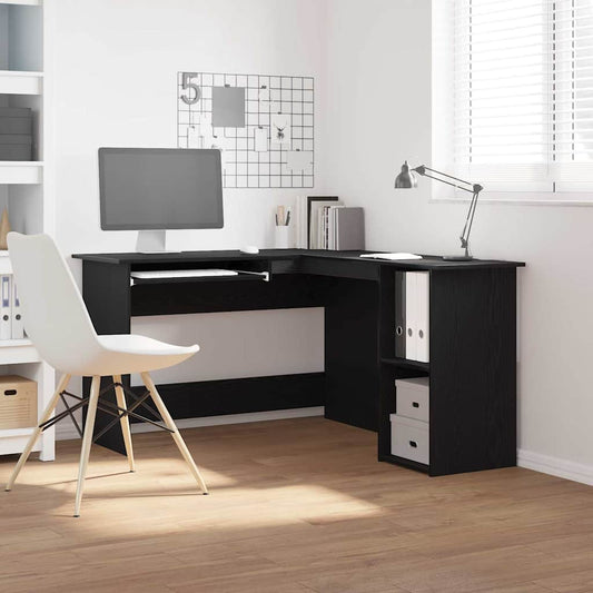 Corner Desk Black Oak 120 x 140 x 75 cm Engineered Wood