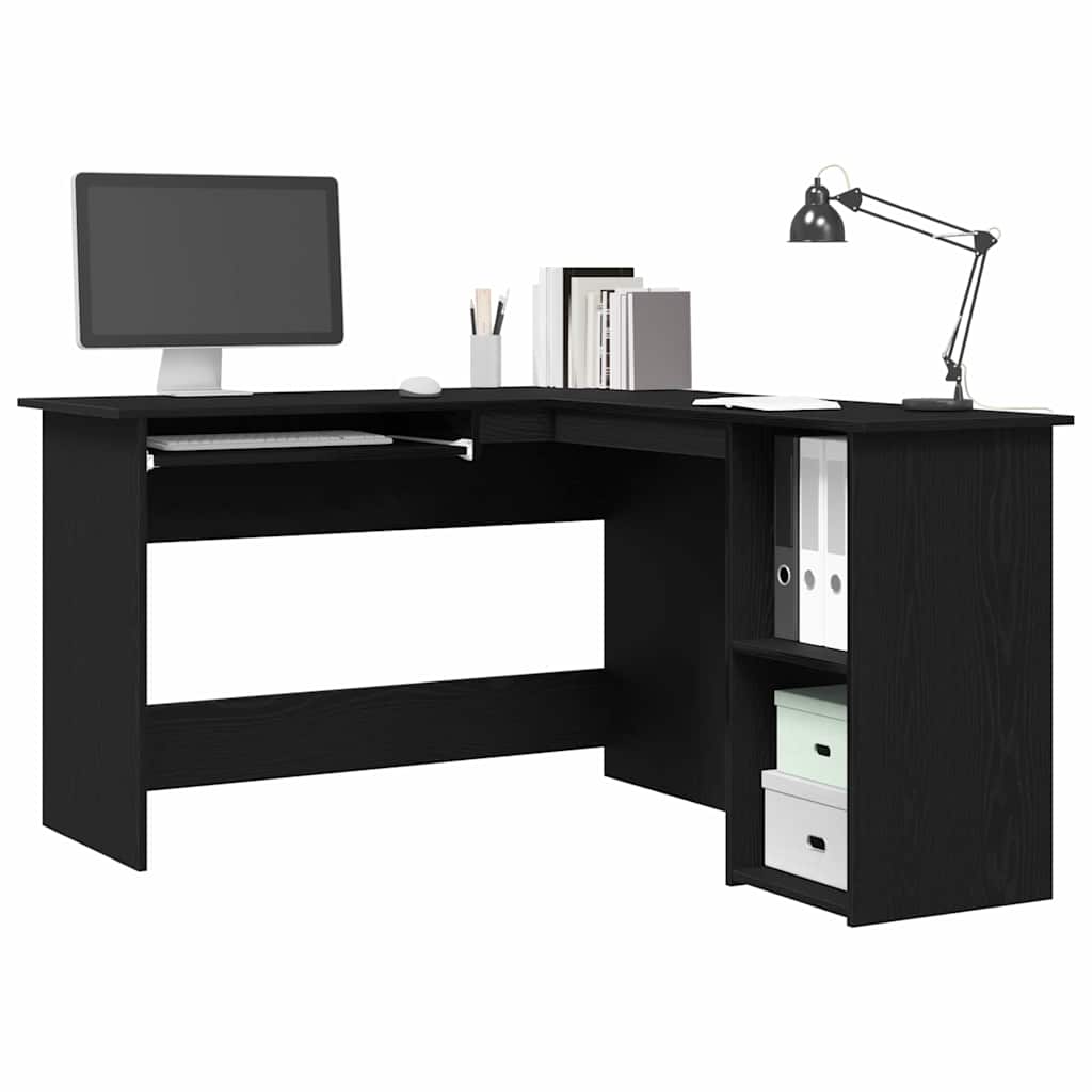 Corner Desk Black Oak 120 x 140 x 75 cm Engineered Wood