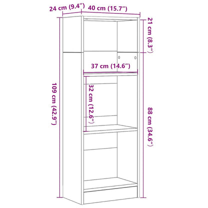 Bookcase Black Oak 40x24x109 cm Engineered Wood