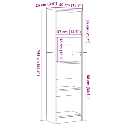Bookcase Black Oak 40x24x143 cm Engineered Wood