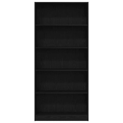 Bookcase Black Oak 80x24x176 cm Engineered Wood