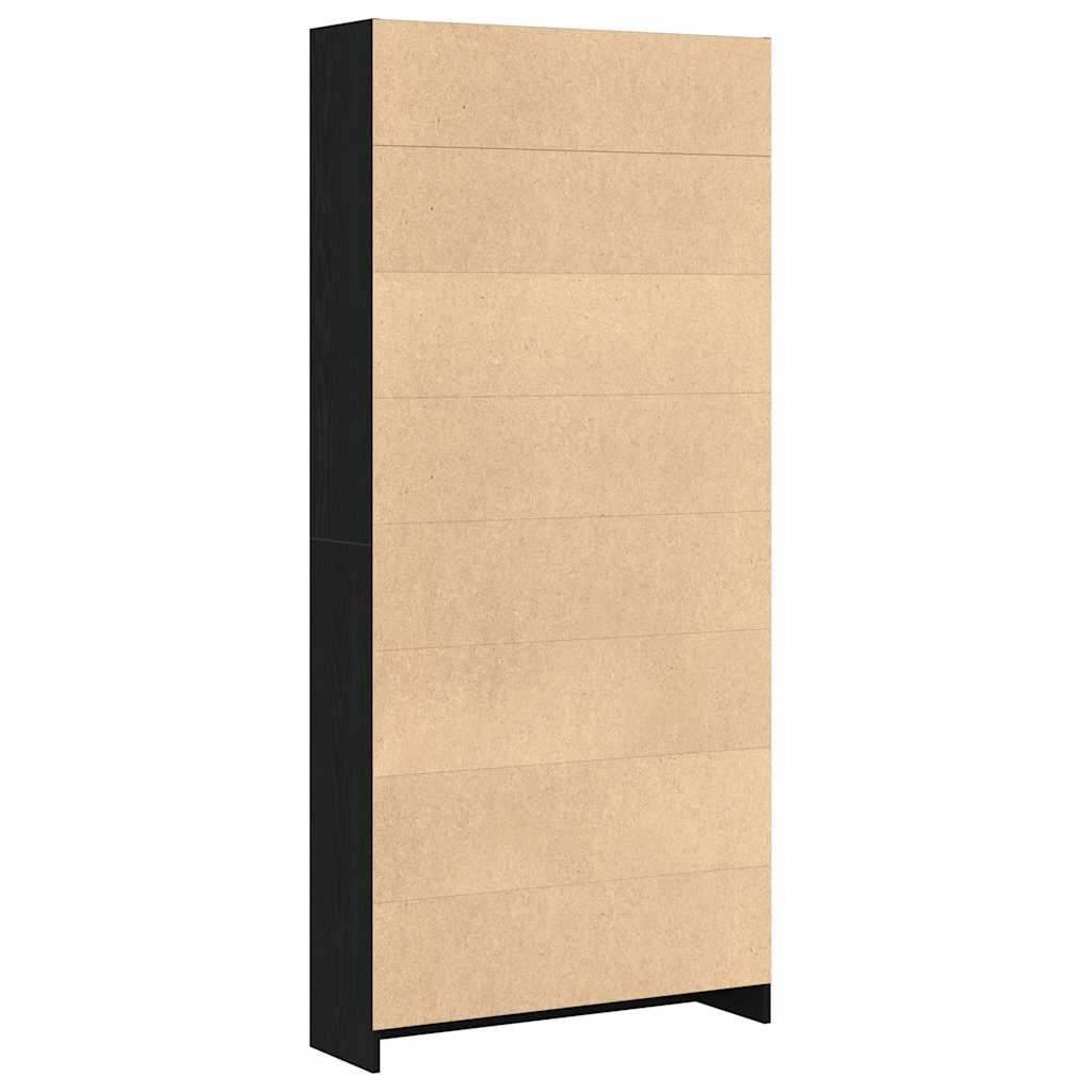 Bookcase Black Oak 80x24x176 cm Engineered Wood