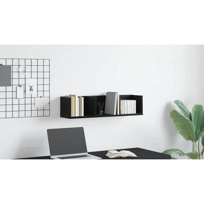 Wall Shelf with Shelf Black Oak 75 x 18 x 18 cm Engineered Wood