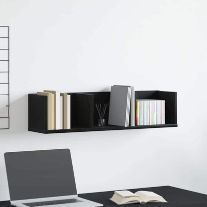 Wall Shelf with Shelf Black Oak 75 x 18 x 18 cm Engineered Wood