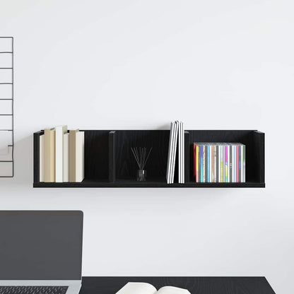 Wall Shelf with Shelf Black Oak 75 x 18 x 18 cm Engineered Wood