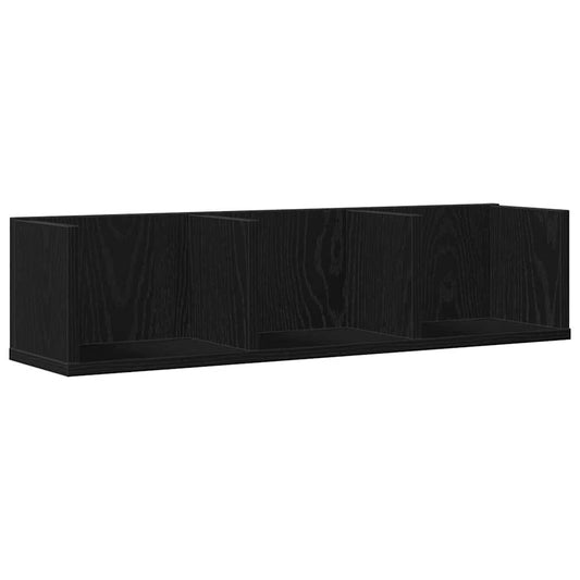 Wall Shelf with Shelf Black Oak 75 x 18 x 18 cm Engineered Wood