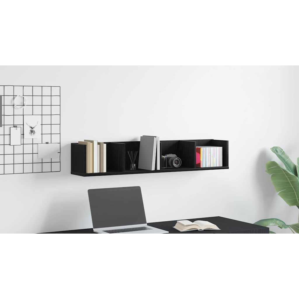 Wall Shelf Black Oak 100 x 18 x 18 cm Engineered Wood