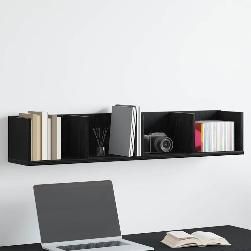 Wall Shelf Black Oak 100 x 18 x 18 cm Engineered Wood