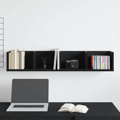Wall Shelf Black Oak 100 x 18 x 18 cm Engineered Wood