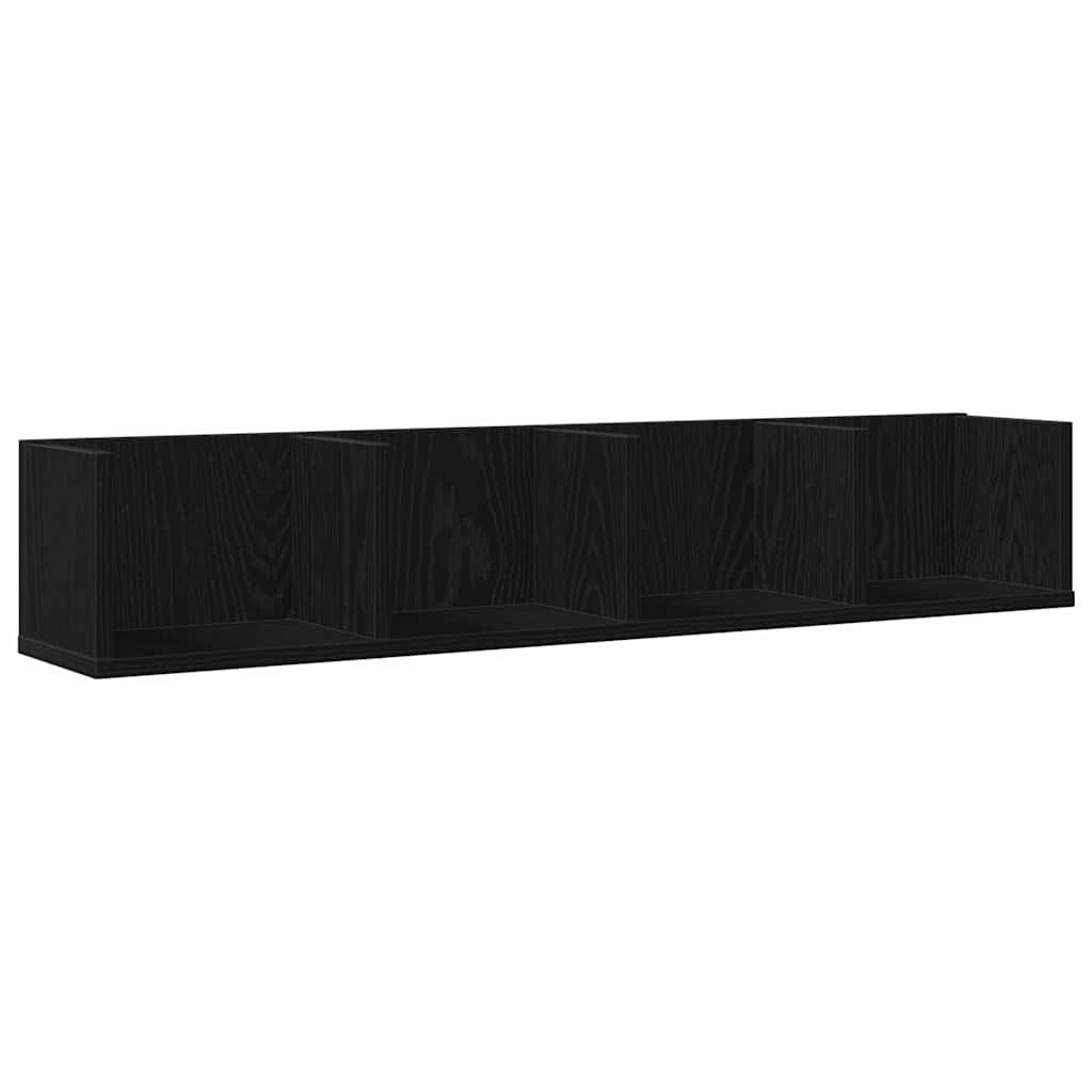 Wall Shelf Black Oak 100 x 18 x 18 cm Engineered Wood