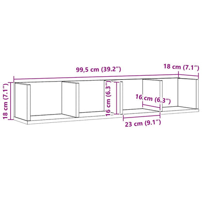Wall Shelf Black Oak 100 x 18 x 18 cm Engineered Wood