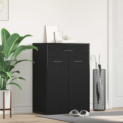 Shoe Rack with Drawer Black Oak 60 x 35 x 84 cm Engineered Wood