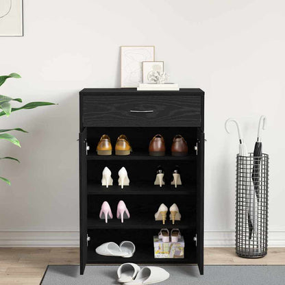 Shoe Rack with Drawer Black Oak 60 x 35 x 84 cm Engineered Wood