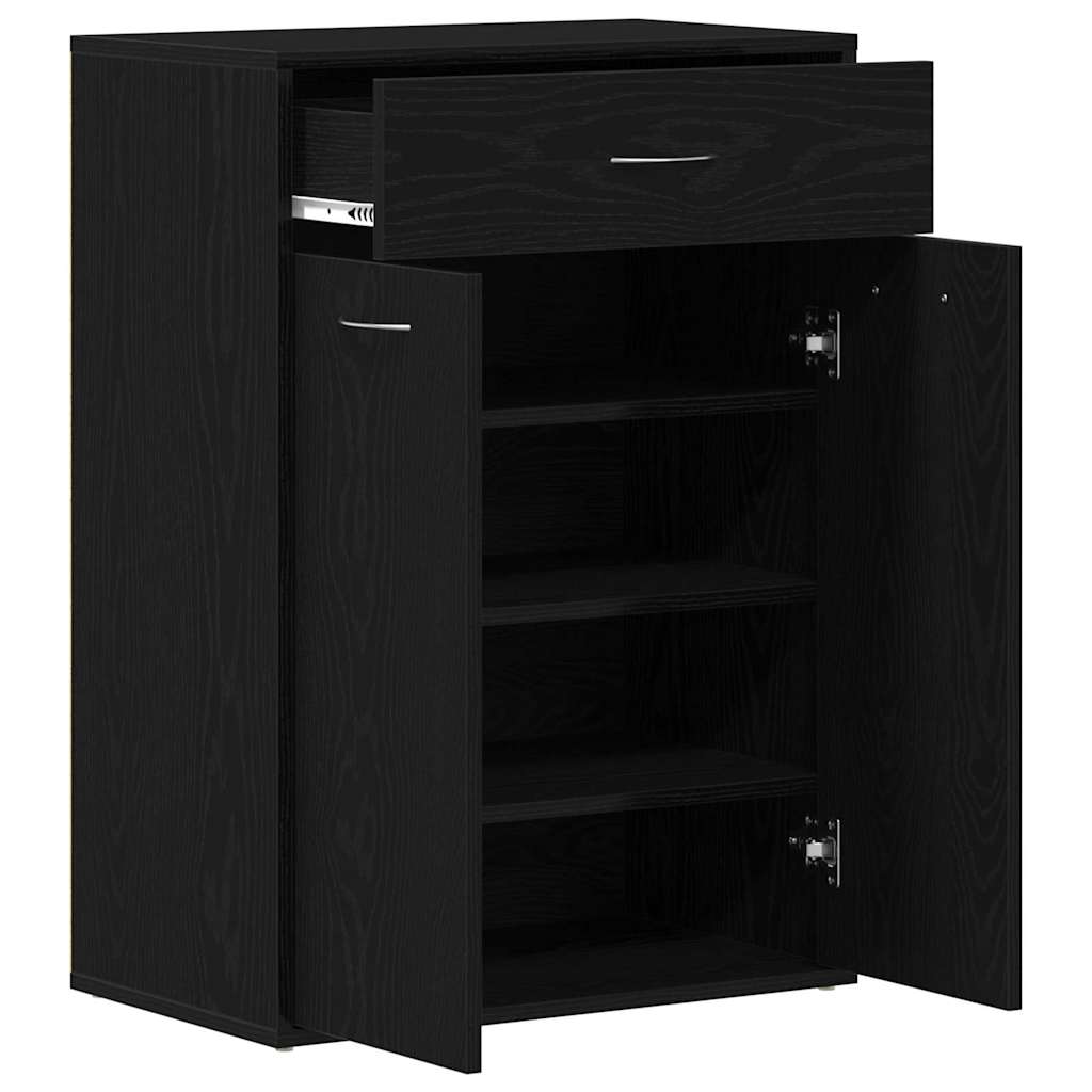 Shoe Rack with Drawer Black Oak 60 x 35 x 84 cm Engineered Wood