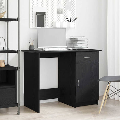 Desk with Drawer Black Oak 100 x 50 x 76 cm Engineered Wood