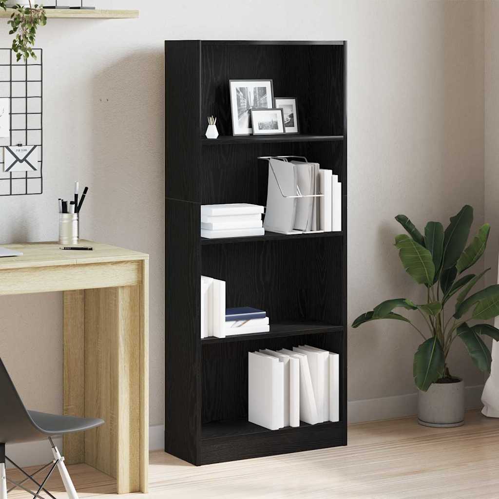 Bookshelf Black Oak 60 x 24 x 143 cm Engineered Wood