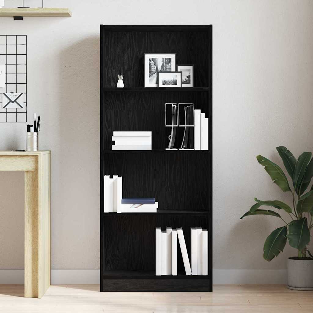 Bookshelf Black Oak 60 x 24 x 143 cm Engineered Wood