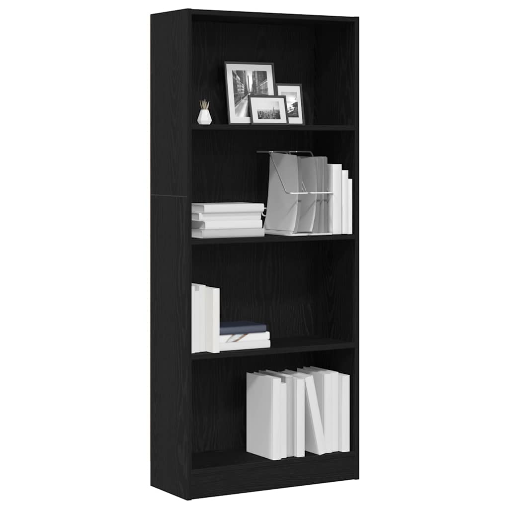 Bookshelf Black Oak 60 x 24 x 143 cm Engineered Wood