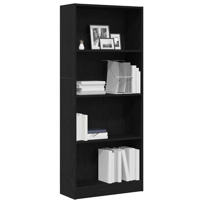 Bookshelf Black Oak 60 x 24 x 143 cm Engineered Wood