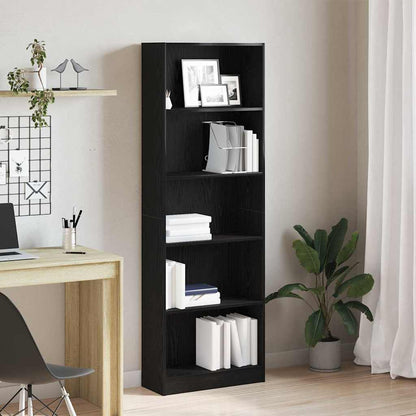 Bookshelf Black Oak 60 x 24 x 176 cm Engineered Wood