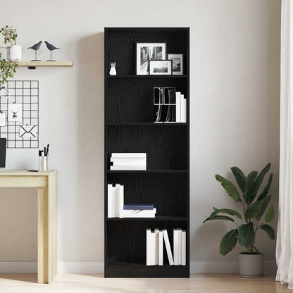 Bookshelf Black Oak 60 x 24 x 176 cm Engineered Wood