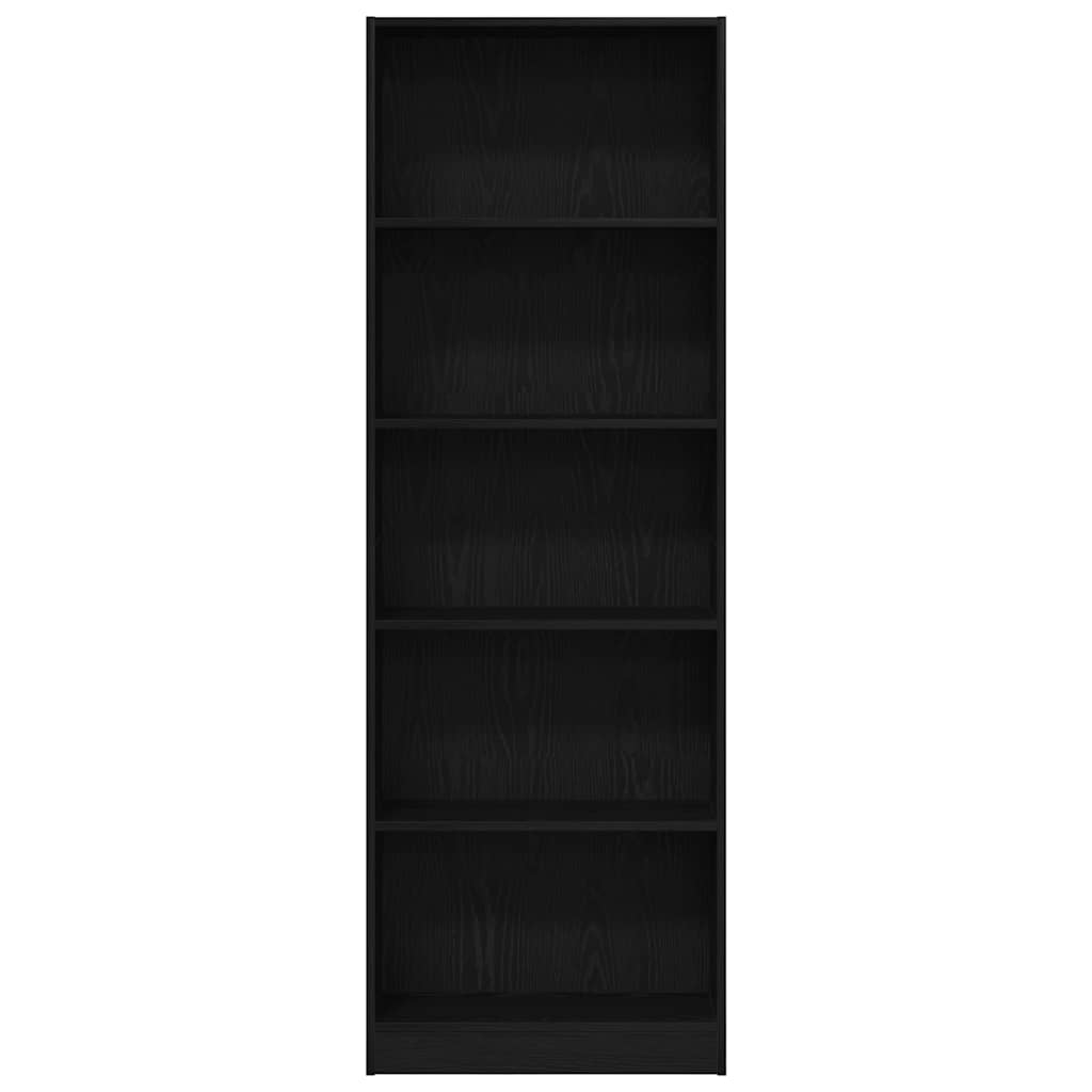 Bookshelf Black Oak 60 x 24 x 176 cm Engineered Wood