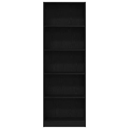 Bookshelf Black Oak 60 x 24 x 176 cm Engineered Wood