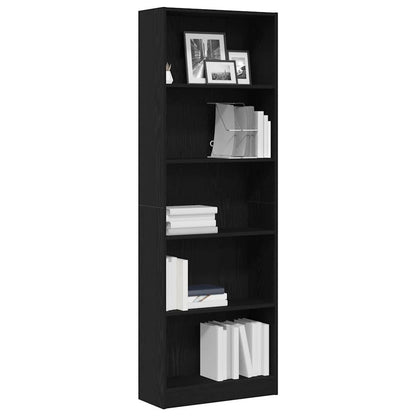 Bookshelf Black Oak 60 x 24 x 176 cm Engineered Wood